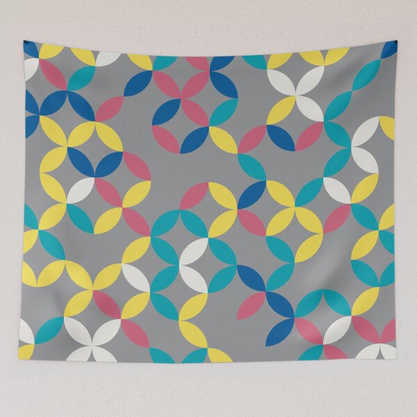 Item preview, Geometric floral mosaic in random yellow and gray color palette on a gray background designed and sold by acidmit.