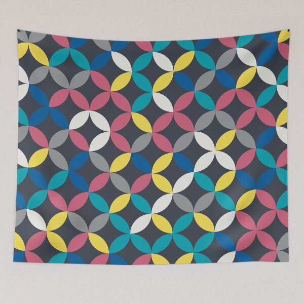 Item preview, Geometric floral mosaic in random yellow and gray color palette on a black background designed and sold by acidmit.