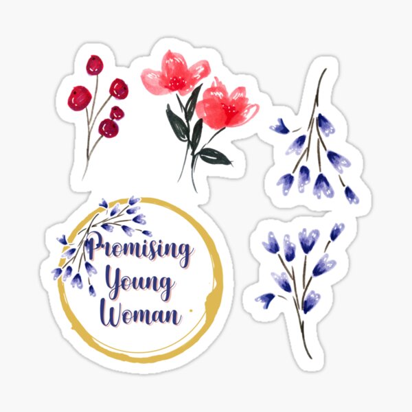 Item preview, Promising young woman flower quote sticker pack 3 designed and sold by DoodlesFlowers.