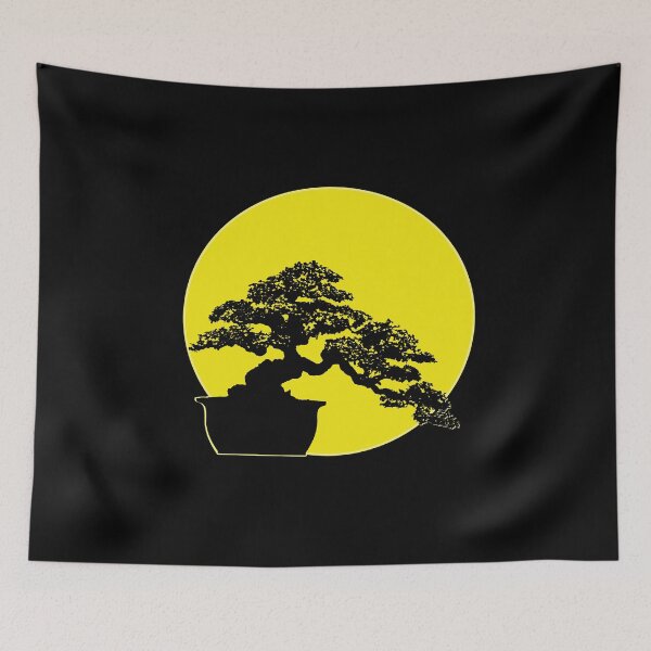 Item preview, Bonsai tree silhouette with yellow moon on background designed and sold by Pasan-hpmm.