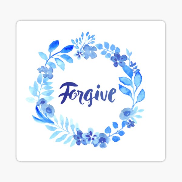 Forgive Watercolor Brush Lettering Blue Sticker