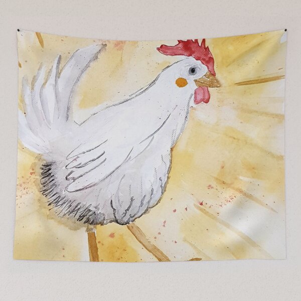 Item preview, Henhen the hen / poulpoule the white hen watercolor designed and sold by Joie-et-Poesie.
