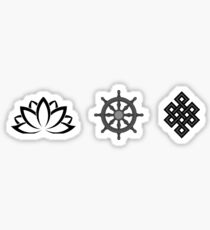 Lotus Flower, Dharma Wheel, and Endless Knot Sticker