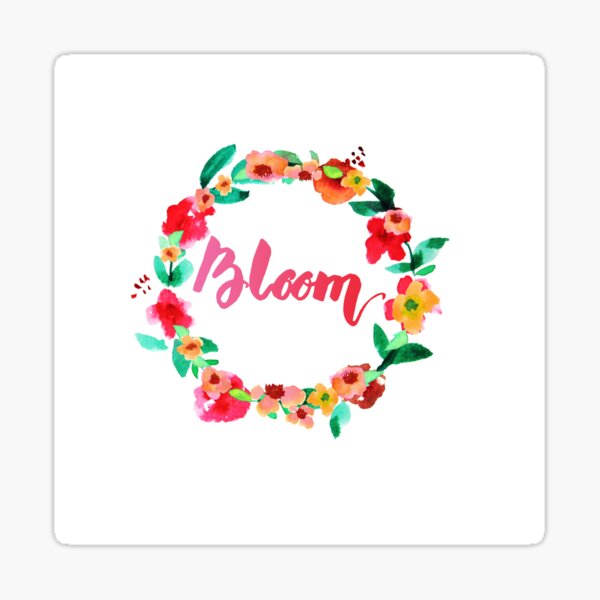 Bloom Watercolor Brush Lettering Flowers Sticker