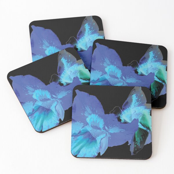 Item preview,  Flowers with large petals- blue and green-black background designed and sold by CSouissi.