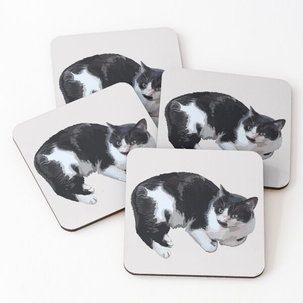 Item preview, cute black and white cat painting designed and sold by amyjanebee.