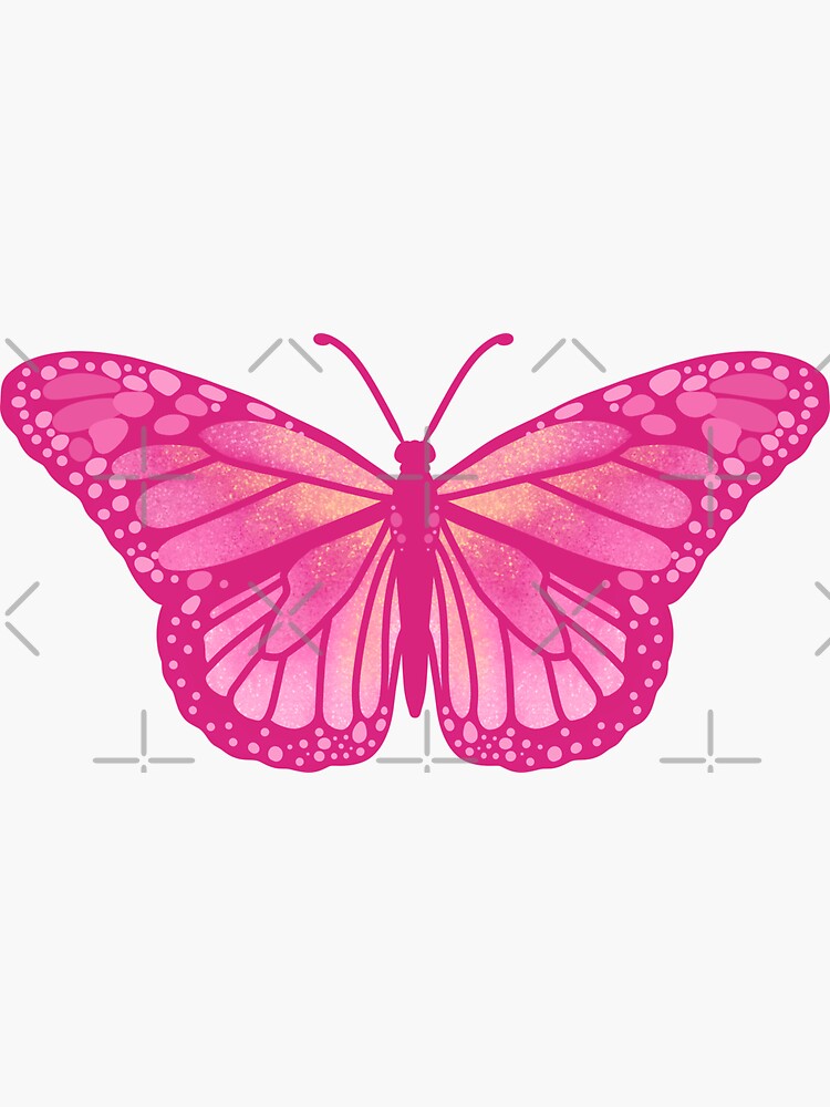 Pink Glittery Butterfly Sticker for Sale by cinlali