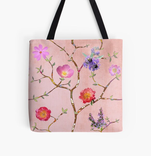 Chinoiserie Garden in Pink All Over Print Tote Bag