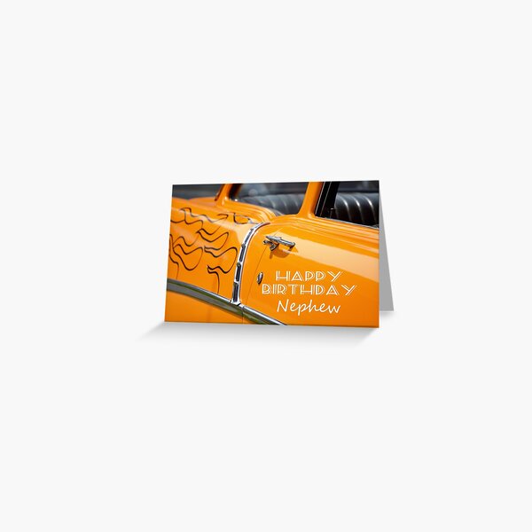 Carte De Vœux Joyeux Anniversaire Brother Hot Rod Orange Car Vintage Par Gableend Redbubble