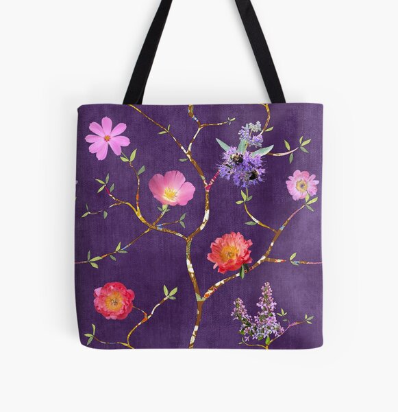 Chinoiserie Garden in Violet All Over Print Tote Bag
