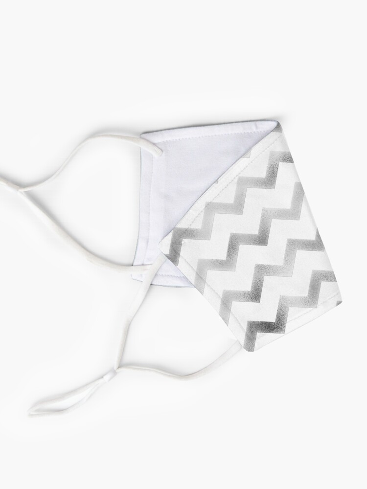 Alternate view of Silver and White Chevron Zig Zag Pattern Mask