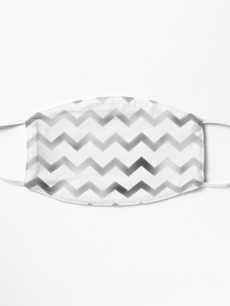 Alternate view of Silver and White Chevron Zig Zag Pattern Mask