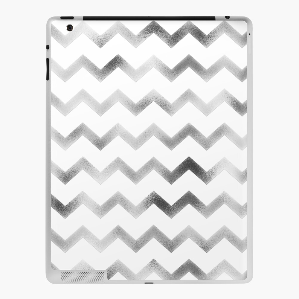 Silver and White Chevron Zig Zag Pattern iPad Case & Skin