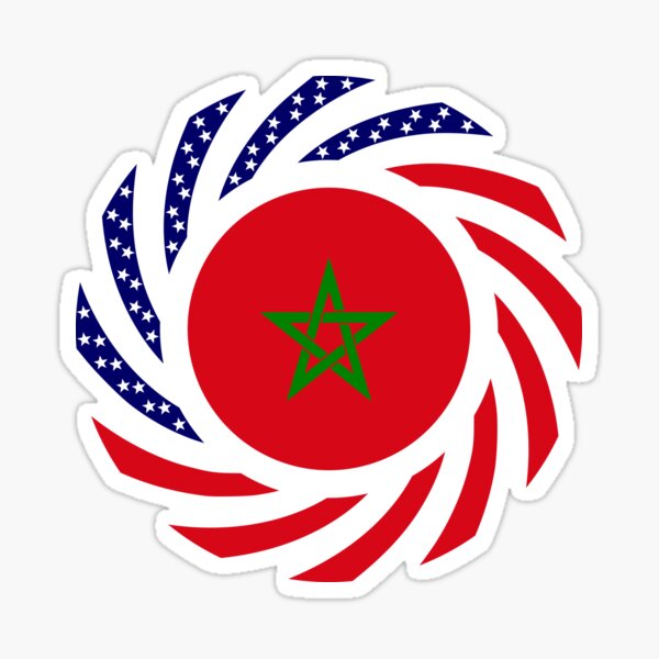 Moroccan American Multinational Patriot Flag Series Sticker