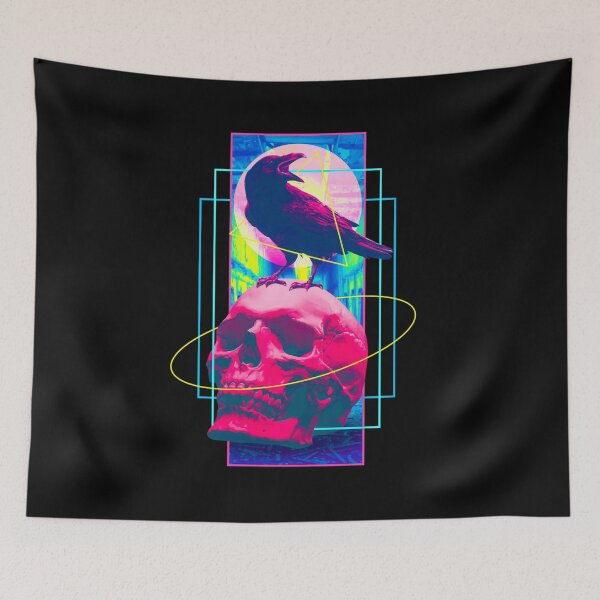 Item preview, Vaporwave Skull & Crow - Halloween Retro Aesthetic Art  designed and sold by Hitagivapor.