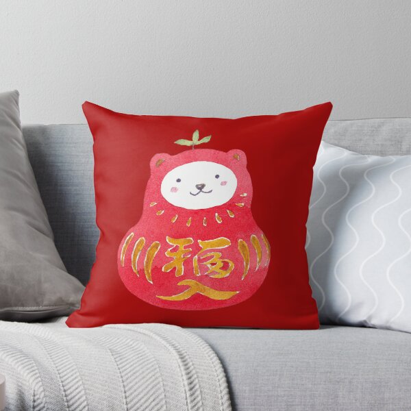 Lucky Daru-Kuma Throw Pillow