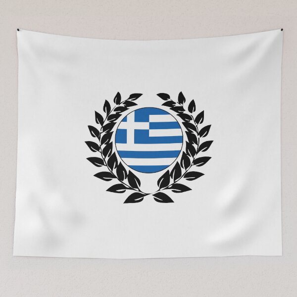 Item preview, Greece greek flag banner laurel wreath designed and sold by GeogDesigns.