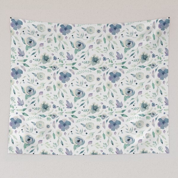Item preview, Blue & White Watercolor Flowers designed and sold by ZANKELLO.