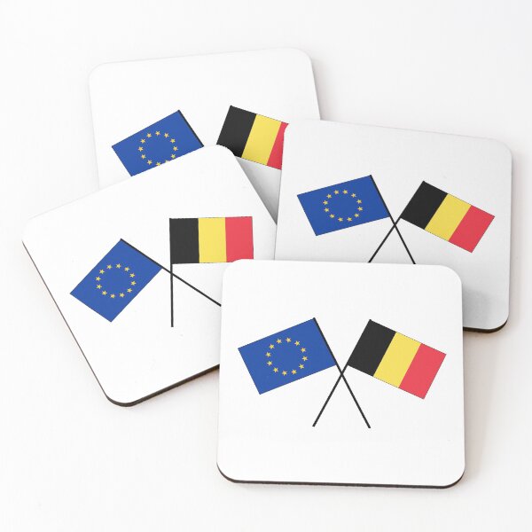 Item preview, Belgium Europe EU crossed flag designed and sold by GeogDesigns.