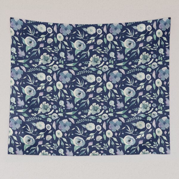 Item preview, Blue & White Watercolor Flowers designed and sold by ZANKELLO.