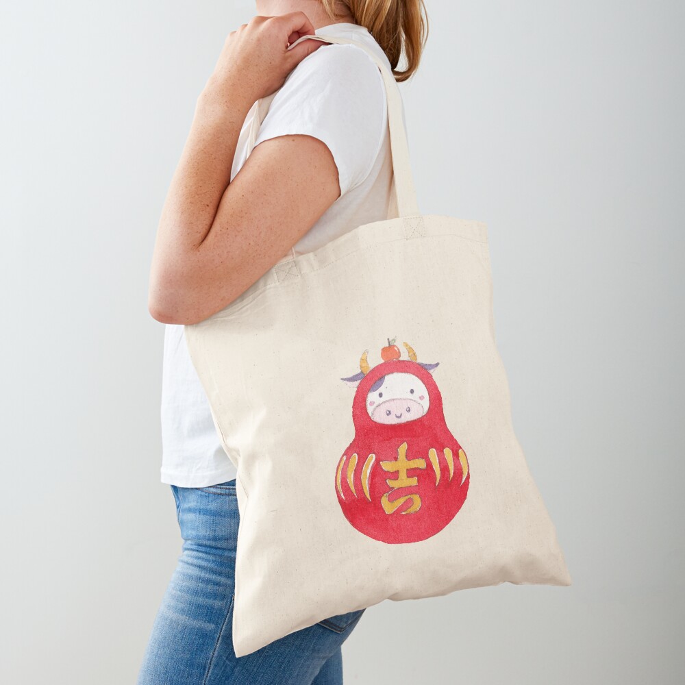 Lucky Cow Daruma Tote Bag
