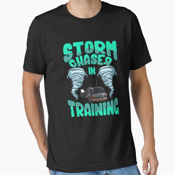 Vista previa del artículo con la obra «Cazador de tormentas divertido en entrenamiento Cazador de tornados», diseñado y vendido por perfectpresents.
