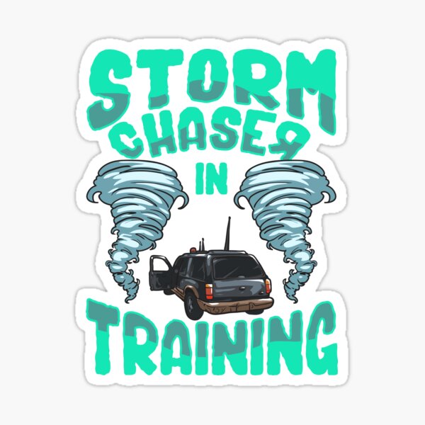 Vista previa del artículo con la obra «Cazador de tormentas divertido en entrenamiento Cazador de tornados», diseñado y vendido por perfectpresents.