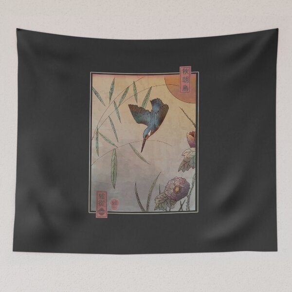 Item preview, Ukiyo-e Kingfisher | 'Morning Autumn Bird' designed and sold by Pixato.