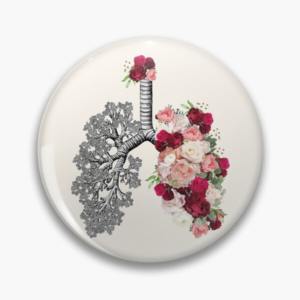Item preview, lungs cancer awareness, bloom dark roses floral, anatomy, watercolor designed and sold by Collagedream.