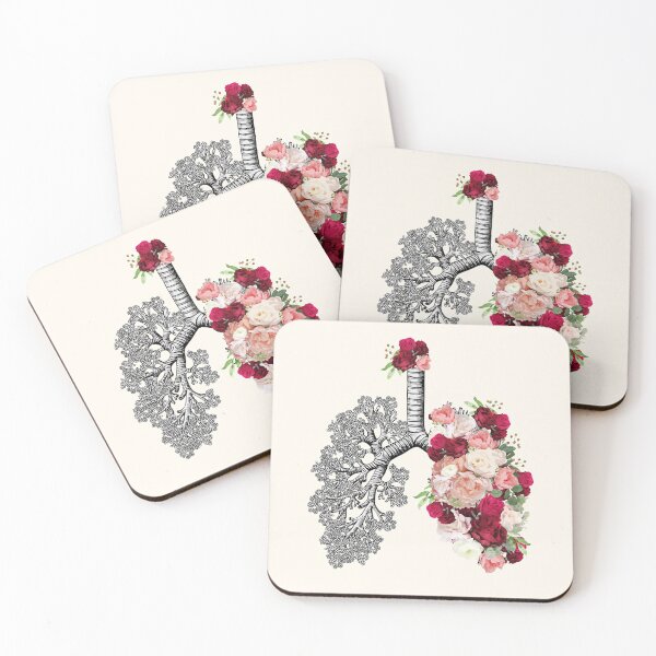 Item preview, lungs cancer awareness, bloom dark roses floral, anatomy, watercolor designed and sold by Collagedream.