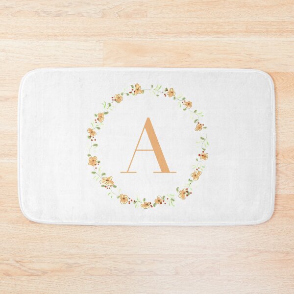 Item preview, Letter A monogram peach colored flowers and leaves designed and sold by Createlikeamom.