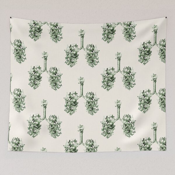 Item preview, lungs cancer awareness,butterflies dark green floral, anatomy, watercolor designed and sold by Collagedream.