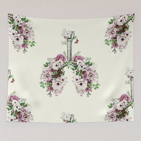 Item preview, Lungs, floral, pink antique white roses,lung cancer awareness designed and sold by Collagedream.