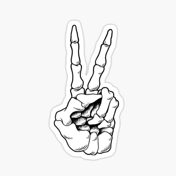 Skeleton Peace Hand Sticker