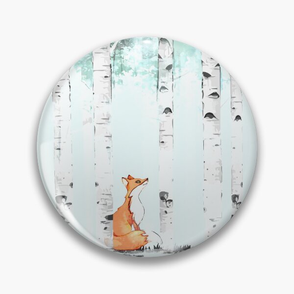 Item preview, fox and birchs watercolor green designed and sold by Collagedream.