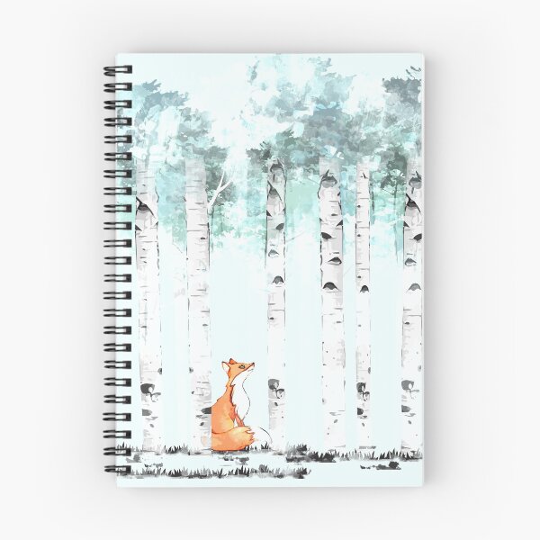 Item preview, fox and birchs watercolor green designed and sold by Collagedream.