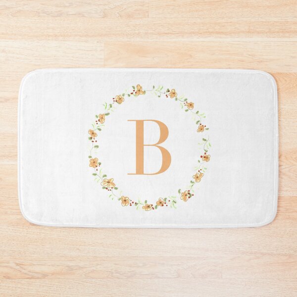 Item preview, Letter B monogram peach colored flowers and leaves designed and sold by Createlikeamom.