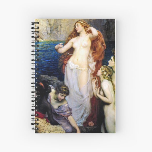 The Pearls Of Aphrodite – (Herbert James Draper)  Герберт Дрейпер - Жемчуг Афродиты #ThePearlsOfAphrodite #Pearls #Aphrodite #HerbertJamesDraper Spiral Notebook
