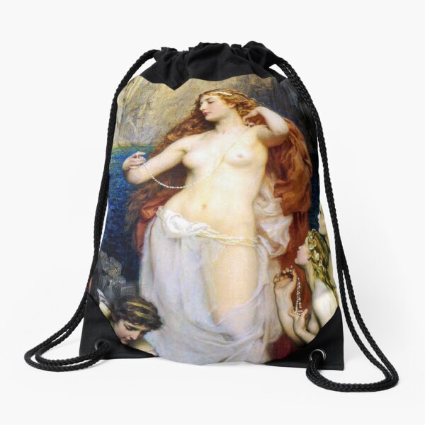The Pearls Of Aphrodite – (Herbert James Draper)  Герберт Дрейпер - Жемчуг Афродиты Drawstring Bag