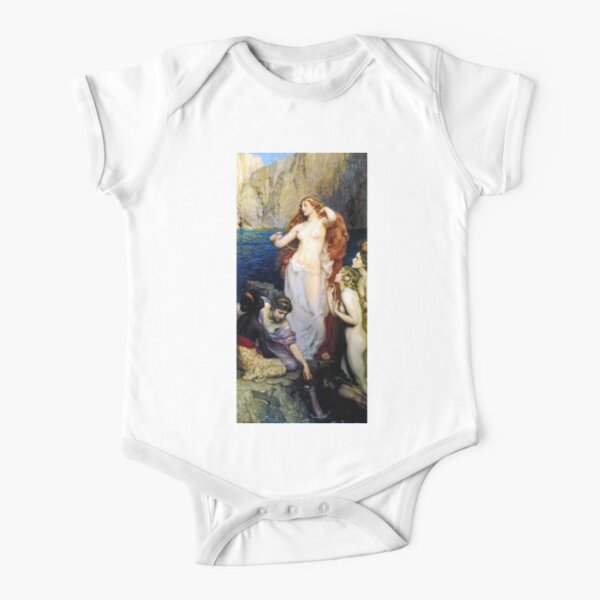 The Pearls Of Aphrodite – (Herbert James Draper)  Герберт Дрейпер - Жемчуг Афродиты Short Sleeve Baby One-Piece