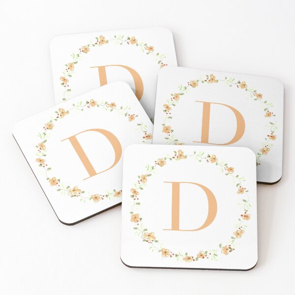 Item preview, Letter D monogram peach colored flowers and leaves designed and sold by Createlikeamom.