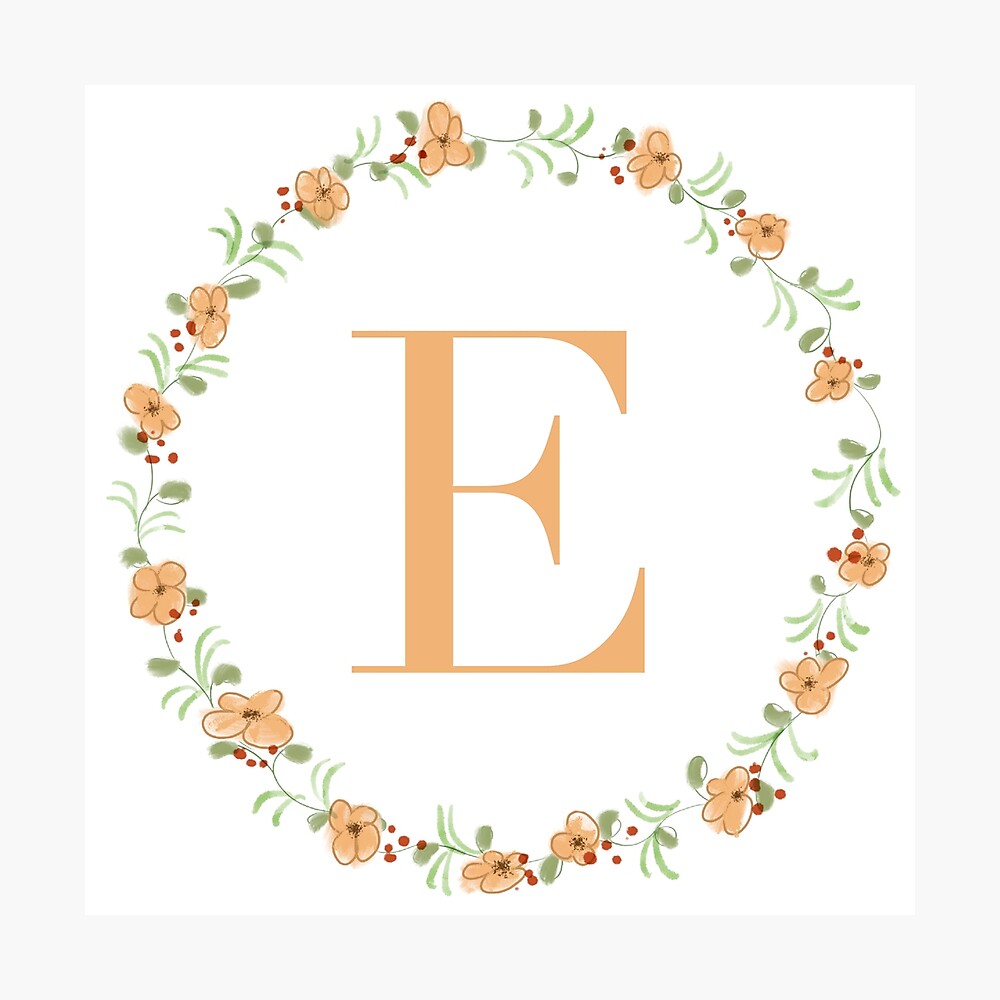 Letter E Flower Crown Monogram Canvas Print by MeeksMcGee