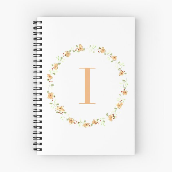 Item preview, Letter I monogram peach colored flowers and leaves designed and sold by Createlikeamom.
