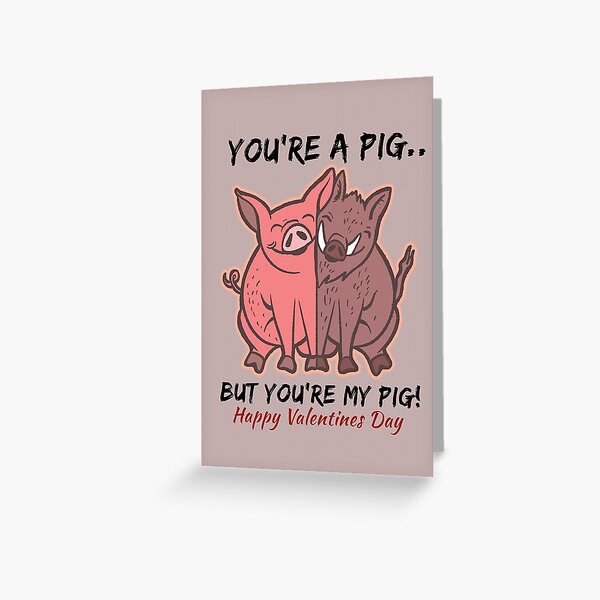 Pig Valentine Greeting Cards for Sale