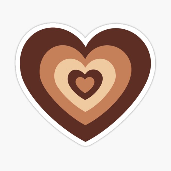 Brown Cartoon Heart Sticker
