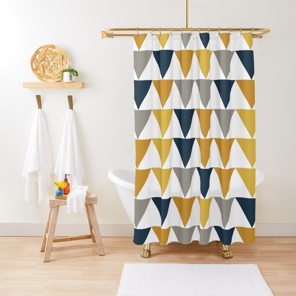 "Arrows 2 Minimalist Geometric Pattern in Mustard Yellow, Navy Blue
