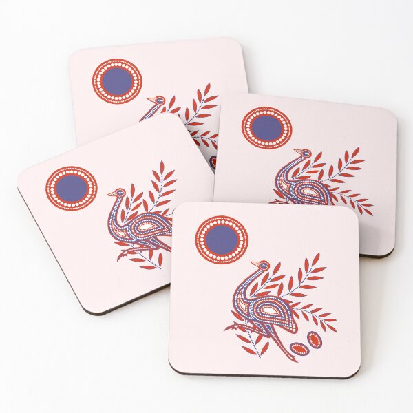 Item preview, Emu Aboriginal Dots Painting Tribal  Art in Red-Blue designed and sold by AboriginalAdorn.