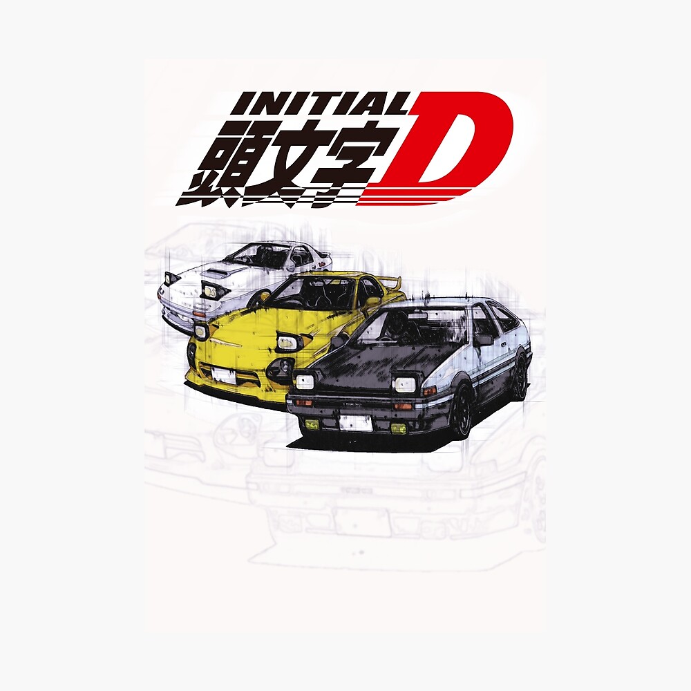 Initial D Ae86 Rx7 Sketch Poster For Sale By Geekngo Redbubble