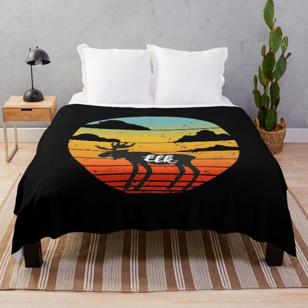 Item preview, Elk Sunset Elk Gifts - Retro Vintage - Crazy Elk - Elk Print Art - Farm Animals designed and sold by biigshow.