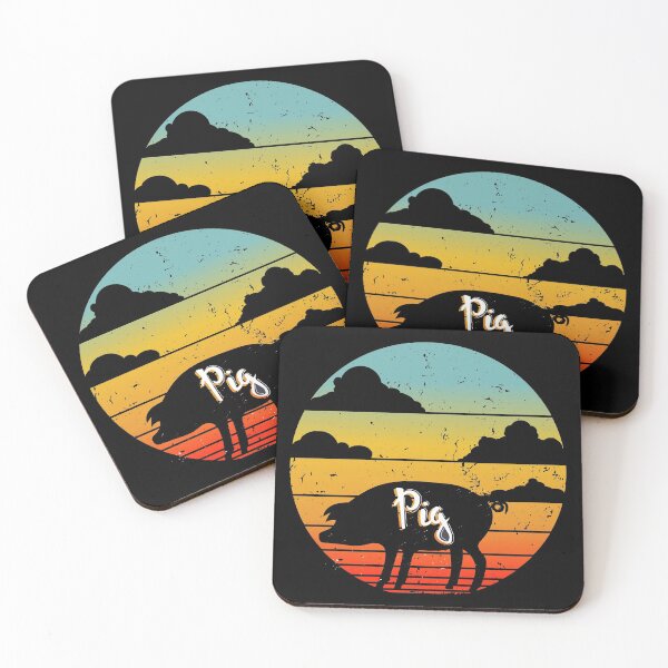 Item preview, Pig Sunset Pig Lover Gifts - Retro Vintage - Crazy Pig - Pig Print Art - Farm Animals designed and sold by biigshow.